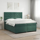 Boxmadras med topmadras Mørkegrøn 200 x 200 cm Fløjl - xlshop.dk