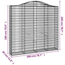 buede gabionkurve 2 stk. 200x30x180/200 cm galvaniseret jern - xlshop.dk