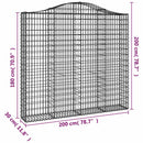 buede gabionkurve 3 stk. 200x30x180/200 cm galvaniseret jern - xlshop.dk