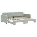 daybed med udtræk 80x200 cm velour lysegrå - xlshop.dk
