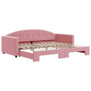 daybed med udtræk 90x200 cm velour lyserød - xlshop.dk