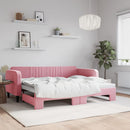 daybed med udtræk 90x200 cm velour lyserød - xlshop.dk