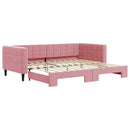 daybed med udtræk 90x200 cm velour lyserød - xlshop.dk