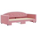 daybed med udtræk 90x200 cm velour lyserød - xlshop.dk