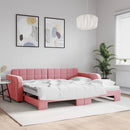 daybed med udtræk 90x200 cm velour lyserød - xlshop.dk