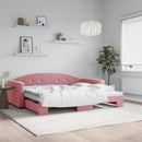 daybed med udtræk 90x200 cm velour lyserød - xlshop.dk