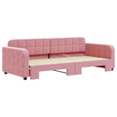 daybed med udtræk 90x200 cm velour lyserød - xlshop.dk