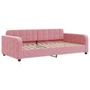 daybed med udtræk 90x200 cm velour lyserød - xlshop.dk
