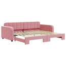 daybed med udtræk 90x200 cm velour lyserød - xlshop.dk