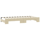 daybed med udtræk og madras 80x200 cm stof cremefarvet - xlshop.dk