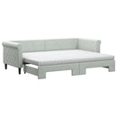daybed med udtræk og madras 80x200 cm velour lysegrå - xlshop.dk