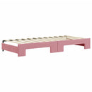daybed med udtræk og madras 90x200 cm velour lyserød - xlshop.dk