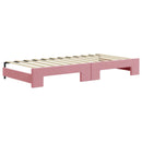 daybed med udtræk og madras 90x200 cm velour lyserød - xlshop.dk