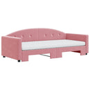 daybed med udtræk og madras 90x200 cm velour lyserød - xlshop.dk