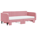 daybed med udtræk og madras 90x200 cm velour lyserød - xlshop.dk