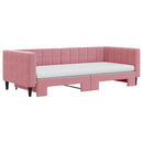 daybed med udtræk og madras 90x200 cm velour lyserød - xlshop.dk