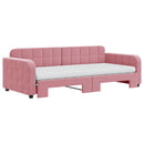 daybed med udtræk og madras 90x200 cm velour lyserød - xlshop.dk