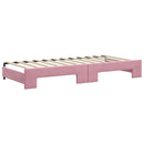 daybed med udtræk og madras 90x200 cm velour lyserød - xlshop.dk