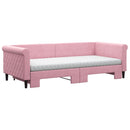 daybed med udtræk og madras 90x200 cm velour lyserød - xlshop.dk