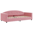 daybed med udtræk og madras 90x200 cm velour lyserød - xlshop.dk