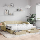 daybed med udtræk og skuffer 80x200 cm stof cremefarvet - xlshop.dk
