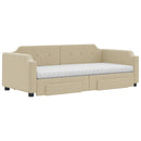 daybed med udtræk og skuffer 80x200 cm stof cremefarvet - xlshop.dk