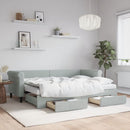 daybed med udtræk og skuffer 80x200 cm velour lysegrå - xlshop.dk