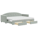 daybed med udtræk og skuffer 80x200 cm velour lysegrå - xlshop.dk