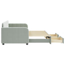 daybed med udtræk og skuffer 80x200 cm velour lysegrå - xlshop.dk