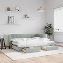 daybed med udtræk og skuffer 80x200 cm velour lysegrå - xlshop.dk