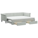 daybed med udtræk og skuffer 80x200 cm velour lysegrå - xlshop.dk