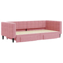 daybed med udtræk og skuffer 90x200 cm velour lyserød - xlshop.dk