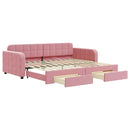 daybed med udtræk og skuffer 90x200 cm velour lyserød - xlshop.dk