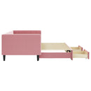 daybed med udtræk og skuffer 90x200 cm velour lyserød - xlshop.dk