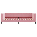daybed med udtræk og skuffer 90x200 cm velour lyserød - xlshop.dk