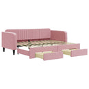 daybed med udtræk og skuffer 90x200 cm velour lyserød - xlshop.dk