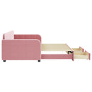 daybed med udtræk og skuffer 90x200 cm velour lyserød - xlshop.dk