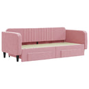 daybed med udtræk og skuffer 90x200 cm velour lyserød - xlshop.dk