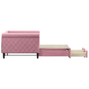 daybed med udtræk og skuffer 90x200 cm velour lyserød - xlshop.dk
