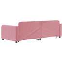 daybed med udtræk og skuffer 90x200 cm velour lyserød - xlshop.dk