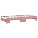 daybed med udtræk og skuffer 90x200 cm velour lyserød - xlshop.dk