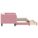 daybed med udtræk og skuffer 90x200 cm velour lyserød - xlshop.dk