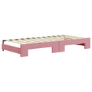 daybed med udtræk og skuffer 90x200 cm velour lyserød - xlshop.dk