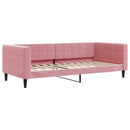 daybed med udtræk og skuffer 90x200 cm velour lyserød - xlshop.dk