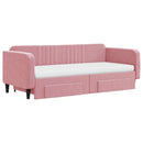 daybed med udtræk og skuffer 90x200 cm velour lyserød - xlshop.dk