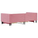 daybed med udtræk og skuffer 90x200 cm velour lyserød - xlshop.dk