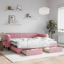 daybed med udtræk og skuffer 90x200 cm velour lyserød - xlshop.dk