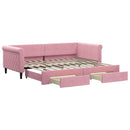 daybed med udtræk og skuffer 90x200 cm velour lyserød - xlshop.dk