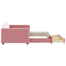 daybed med udtræk og skuffer 90x200 cm velour lyserød - xlshop.dk