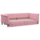 daybed med udtræk og skuffer 90x200 cm velour lyserød - xlshop.dk